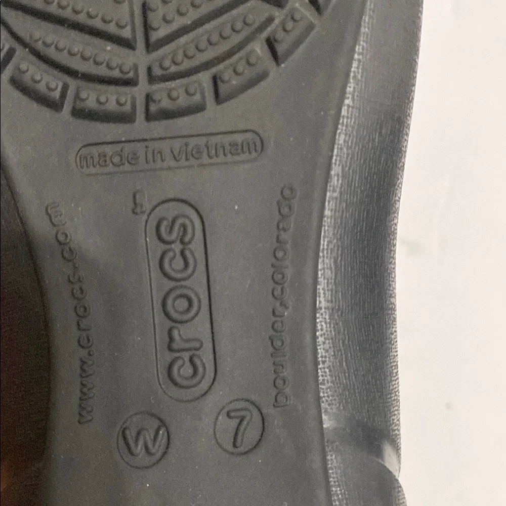 Crocs 7 Women's Black Cap Toe Slip On Flat Heel Casual Ballet Shoes